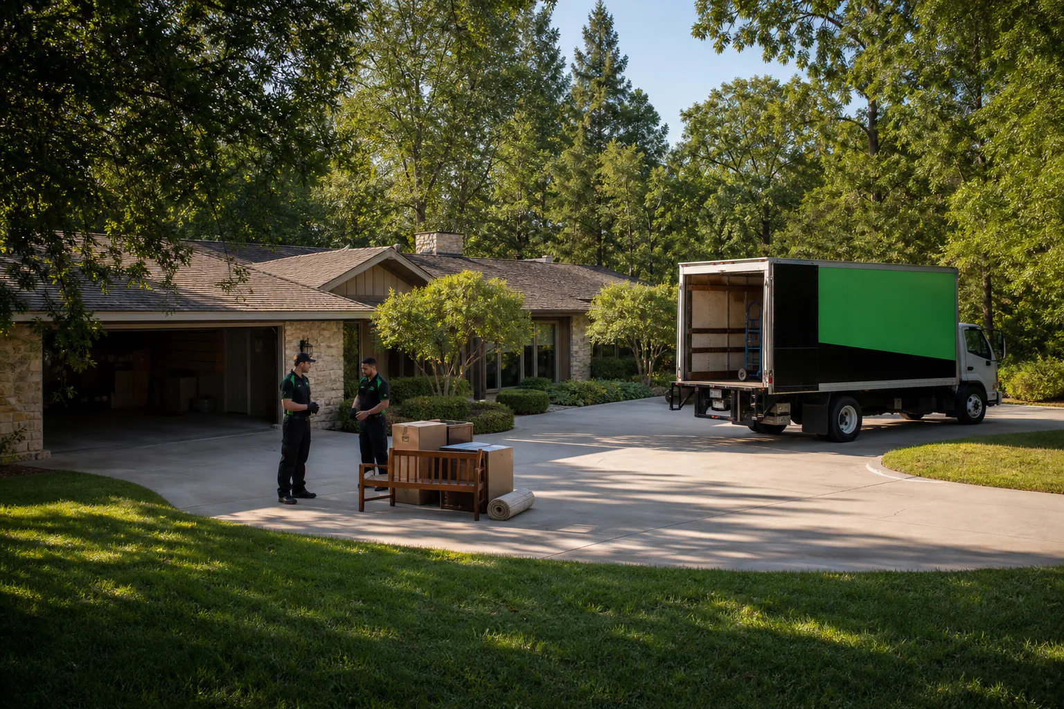 Household loads with the driveway and garage route shown early.