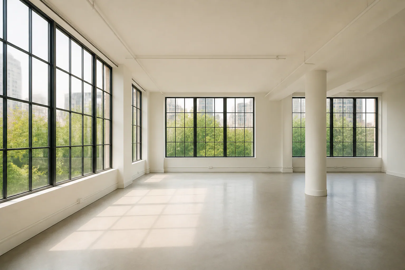 Furniture inventory, operating window and cleared-room proof.